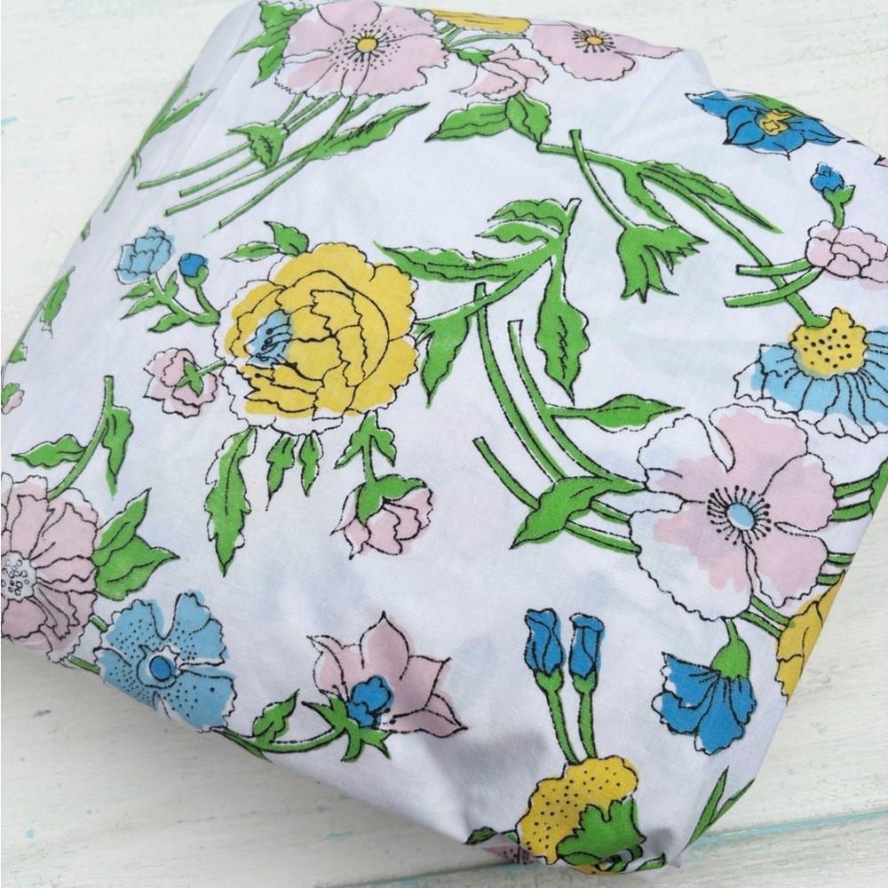 Sears Roebuck Renfrew Hall Perma Prest Percale Full Size Fitted Sheet Floral VTG
